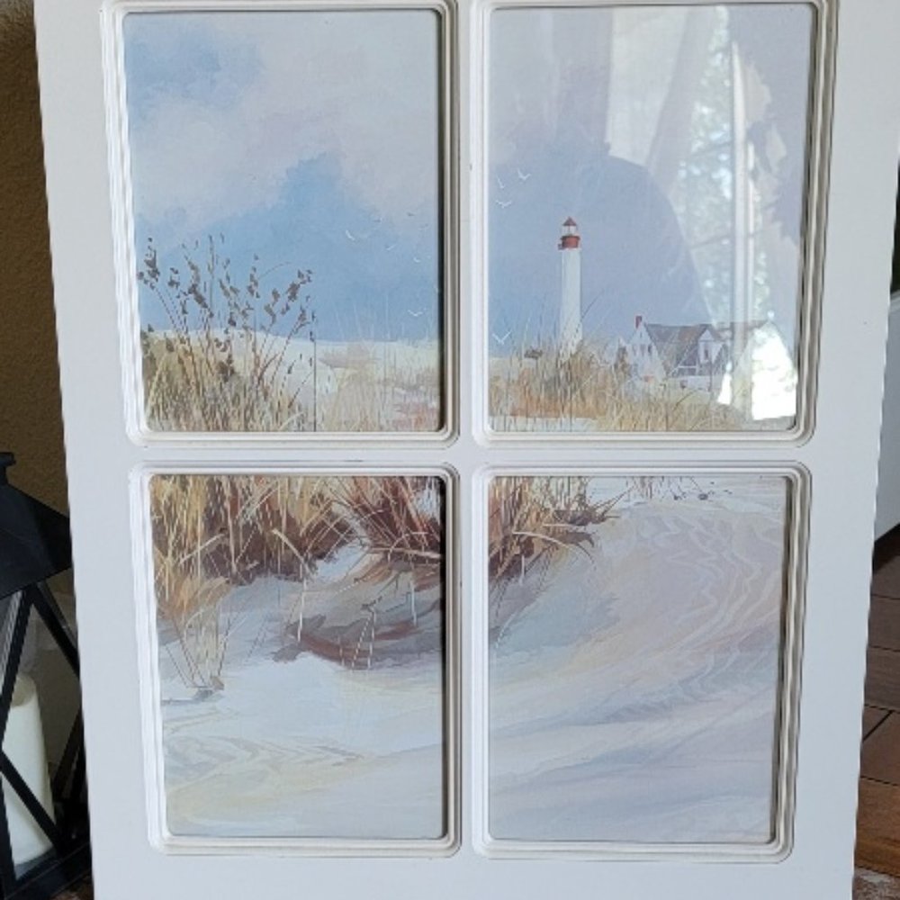Wall Decor/Wood Window Frame Wall Hanging Seashore
